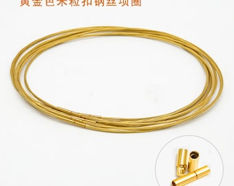 2pcs 16-20 inch 0.4mm multiple gold stainless steel necklace cords/wires with stainless steel silver/gold Rice buckle clasps