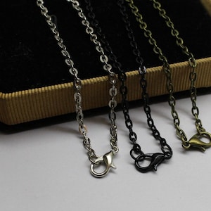 verys trong 50pcs 16-28 inch for your choose 3x2mm (antiqued bronze/black/gunmetal) Cross necklace chain with 12mm lobster clasps