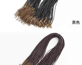 Free Shipping--Spring sales--Antiqued Bronze finish-100pcs 12-36 inch adjustable 2mm Black/coffee korea wax snake necklace cords