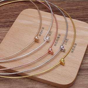 10pcs 130mm in diameter 1.2mm thickness bright silver/white k silver/bright gold/kc gold/rose gold wires choker necklaces--brass material