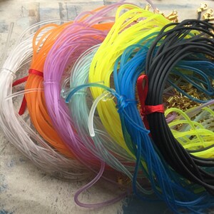 15pcs 12-30 inch adjustable for your choose 2mm assorted rubber necklace cords with bright gold  lobster clasps and extender