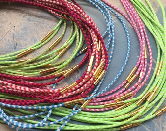 New Style 5pcs 1.5mm 12-28 inch 10 colors for your choose Colored Korea leather necklace cords with gold stainless needle clasps