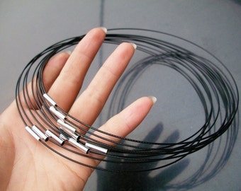 NEW NEW NEW 10pcs 18 inch 1mm black stainless steel necklace cords/wires with stainless steel magnet clasps
