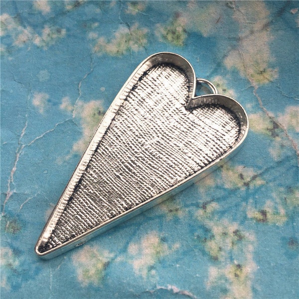 DEEP--15pcs 52x30mm antiqued silver/antiqued bronze/gold heart shape bezel trays charms/pendants---good quality(fit 29x26mm cabochons)