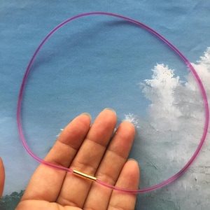 high quality 5pcs 2.0mm 12-16 inch for your choose fuchsia matte Rubber necklace cords with bright gold needle clasps