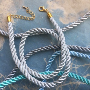 2pcs 12-38 inch 5mm 23 colors for your choose braided silk rope necklace cords with bright gold finish