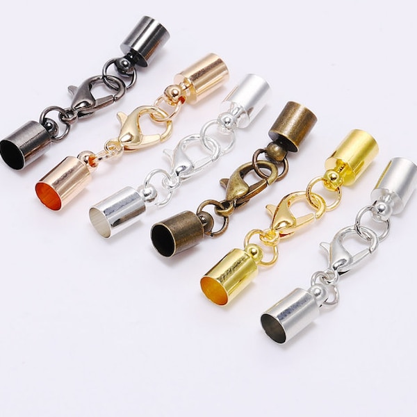 20sets antiqued bronze/white k silver/bright silver/bright gold/kc gold/gunmetal cord end cap clasps--2.5-9.5mm hole