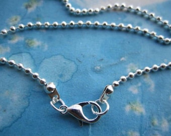 10pcs 12-30 inch for your choose 2.4mm Silver plated round bead/ball necklace chains with lobster clasps