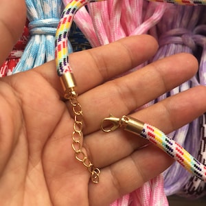 2pcs 12-38 inch 5mm 14 colors for your choose Dopamine Rope/Polyester rope necklace cords with KC Gold gold finish