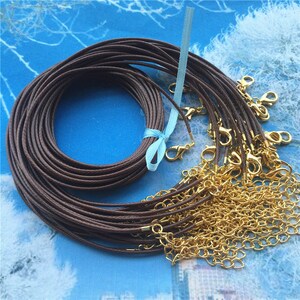 NEW small gold plated finish--15pcs 1.5mm 12-24 inch for your choose adjustable Brown korea wax string snake necklace cords