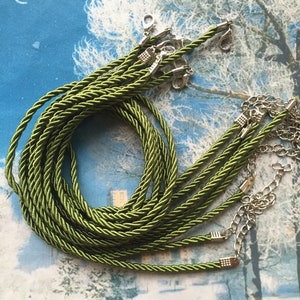 New come-- 10pcs 16-18 inch 3mm sage braided silk necklace cords with very strong finish
