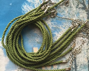 New come-- 10pcs 16-18 inch 3mm sage braided silk necklace cords with very strong finish