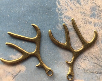 20pcs 55x40mm antiqued bronze Elk dear antler/horn charms pendants