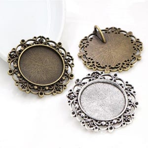 NEW COME 5pcs 40mm antiqued silver/antiqued bronze Daisy flower cameo/cabochon base setting pendant blanks(fit 25mm cabochon)