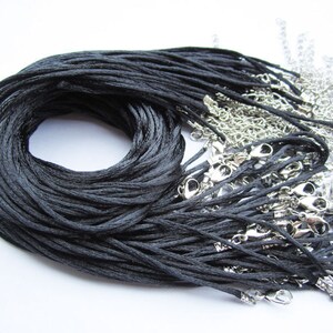 on sale 50pcs 20-22 inch adjustable 1.5mm black satin necklace cords with lobster clasps