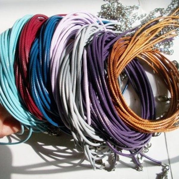 Free Shipping-- high quality 100pcs16-18 inch adjustable 1.5mm korea leather necklace cords with very small finish