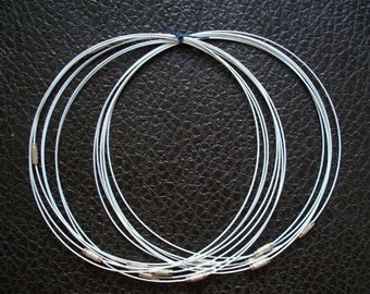 10pcs 18 inch 1mm WHITE stainless steel necklace cords/wires with stainless steel screw clasps