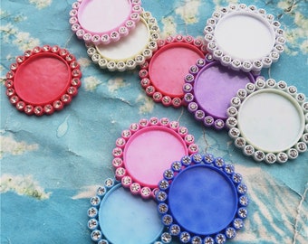 10pcs 36mm assorted crystal round resin cabochon/cameos/cabs trays blanks charms findings(fit 25mm cabochons)