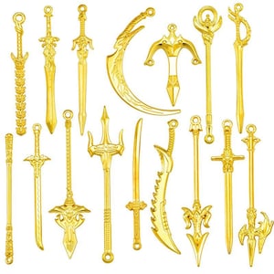 16pcs(one set) bright gold/antiqued silver/antiqued bronze/antiqued gold/gunmetal assorted Swords charms findings--swords collections