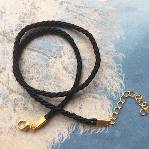 New come-- 10pcs 12-24 inch 3mm Black braided silk choker necklace cords with Gold plated finish