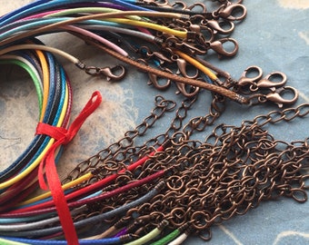 Free Shipping-- high quality 100pcs 16-18 inch adjustable 1.5mm korea leather necklace cords with antiqued copper very small finish