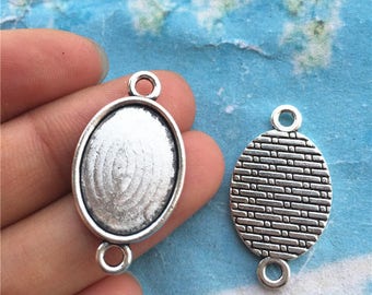 Sale 15pcs 18x13mm(cabochon size) antiqued Silver oval bezel trays charms/pendants---good quality