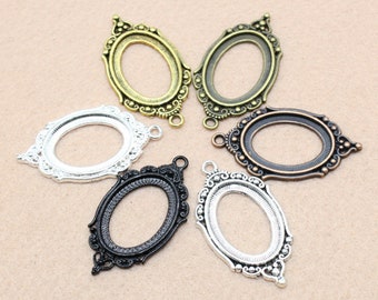 New COME 10pcs oval bezel base metal setting pendant blank---25x18mm for the inner cavity-- colors for your choose