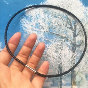 high quality 5pcs 3mm 12-24 inch for your choose black Braided GENUINE leather choker necklace cords with silver stainless needle clasps