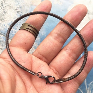 15pcs 7 inch adjustable 2mm thickness Coffee korea leather bracelet cords with Gunmetal lobster clasps