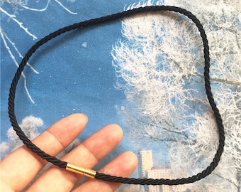 high quality 5pcs 3mm 12-24 inch for your choose inch Black braided silk necklace cords with Gold stainless needle clasps