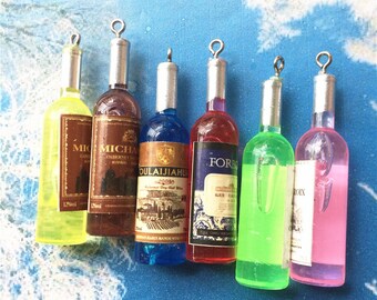 10pcs 54x12mm assorted resin Red wine bottle charms findings