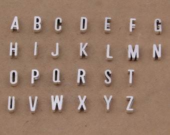 5 sets(130pcs) 11x7mm antiqued silver/antiqued bronze/kc gold filigree alphabet letters pendant findings--slide styles