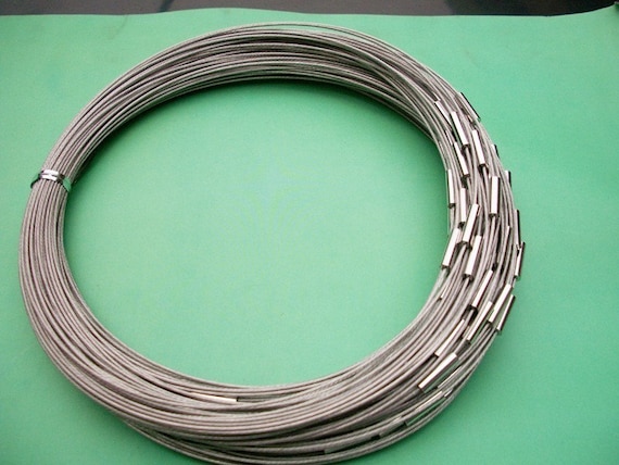 NEW NEW NEW 10pcs 14-24 inch 1mm silver stainless steel necklace cords/wires with stainless steel magnet clasps
