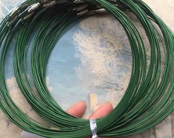 10pcs 18 inch 1mm dark green stainless steel necklace cords/wires with screw clasps