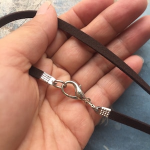 5pcs 12-24 inch adjustable 5mm dark brown flat suede leather necklace cords with large lobster clasps