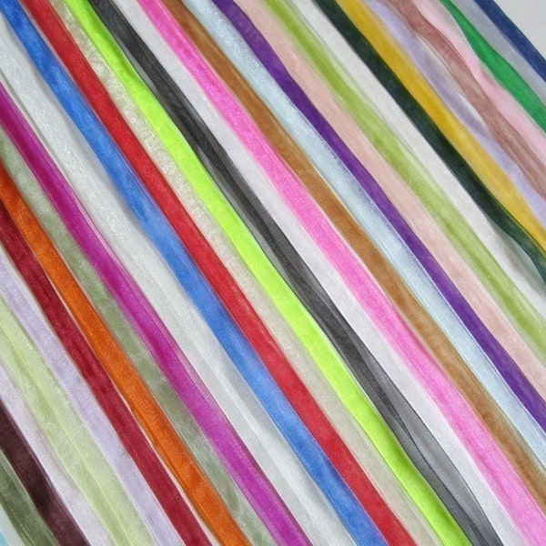 HANDMADE HIGH QUALITY 100pcs assorted(32 colors for your choose) 16-18 inch adjustable 7mm width 2 voile organza ribbon necklace cords