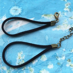 5 sets 3 inch adjustable black suede leather bracelet cords with antiqued bronze lobster clasps