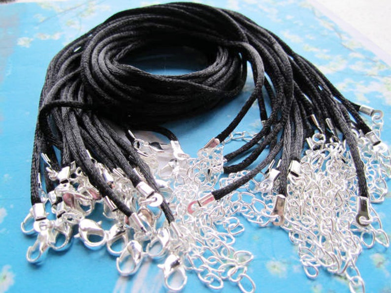50pcs 1618 Inch Adjustable 2mm Black Satin Necklace Cords Etsy