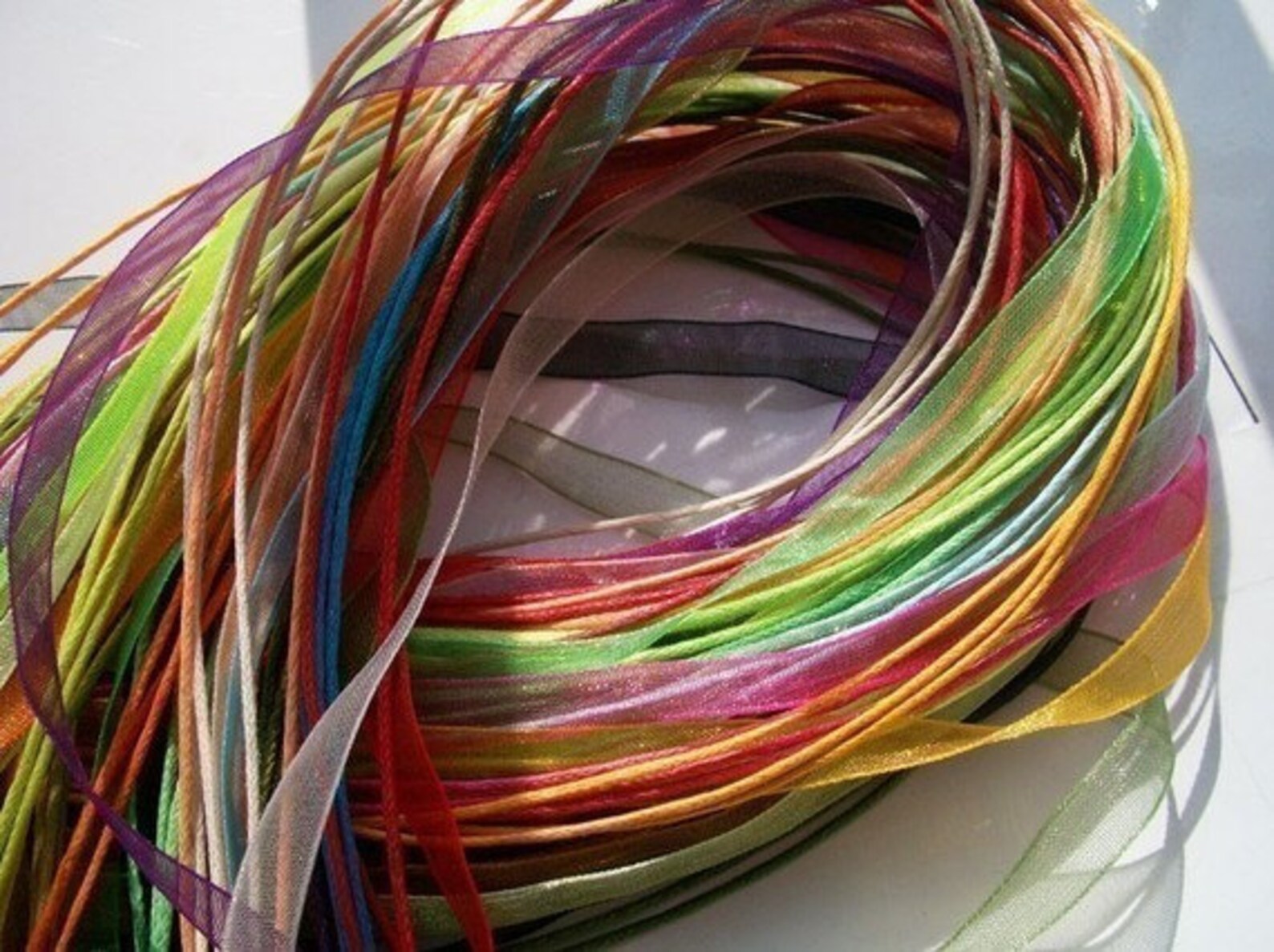 15pcs 18-20 Inch Adjustable Assorted Organza Ribbon Necklace Cords With ...