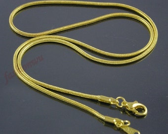 50pcs 16 inch 1.0mm bright gold snake necklace chain with lobster clasps,very small end