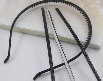 50pcs 17x4.5mm Black Soft Rubber Teeth Strip For 5mm Metal HeadBand metal hairbands/headbands findings