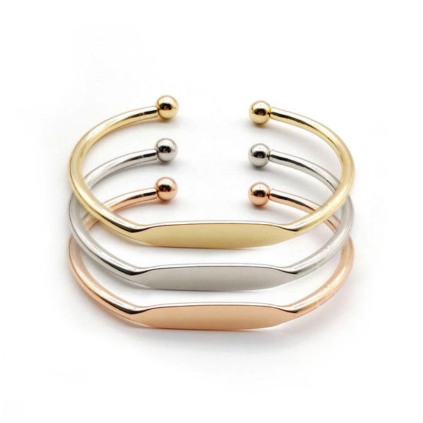 3 Stk Silber/Rosegold/Gold 55 mm verstellbar rund ID Manschette Armband Rohlinge Charms Zubehör-25 x 5 mm für die ID Basis