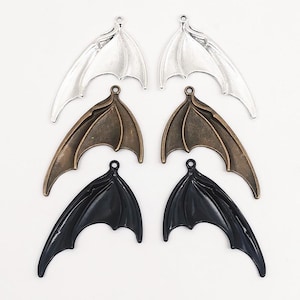 10pairs 52x35mm antiqued silver/antiqued bronze/black bat wings charms findings