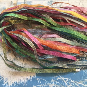 new handmade 5pcs 12-24 inch adjustable 7mm width 2 shiny ribbon necklace cords with lobster clasps