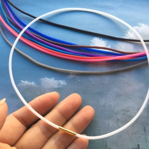 high quality 5pcs 2.0mm 12-24 inch for your choose TUBE/Hollow Matte Rubber necklace cords with Bright gold stainless needle clasps