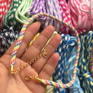2pcs 12-38 inch 5mm 14 colors for your choose Dopamine Rope/Polyester rope necklace cords with bright gold finish