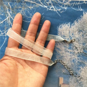 Cream new handmade 10pcs 12-24 inch adjustable 10mm width 2 voile organza ribbon necklace cords with lobster clasps