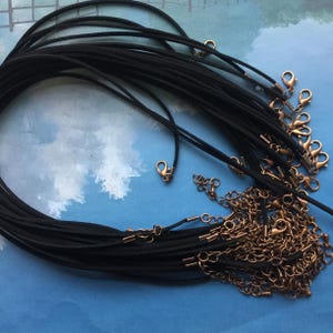 Antiqued copper finish--15pcs 12-30 inch adjustable 3mm coffee flat suede leather necklace cords--extender with teardrop bails