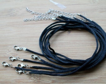 on sale 100pcs 16-18 inch adjustable 2mm black satin necklace cords with lobster clasps