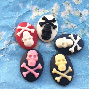 20pcs 25x18mm Skull head bone oval resin cabochon/cameos/cabs